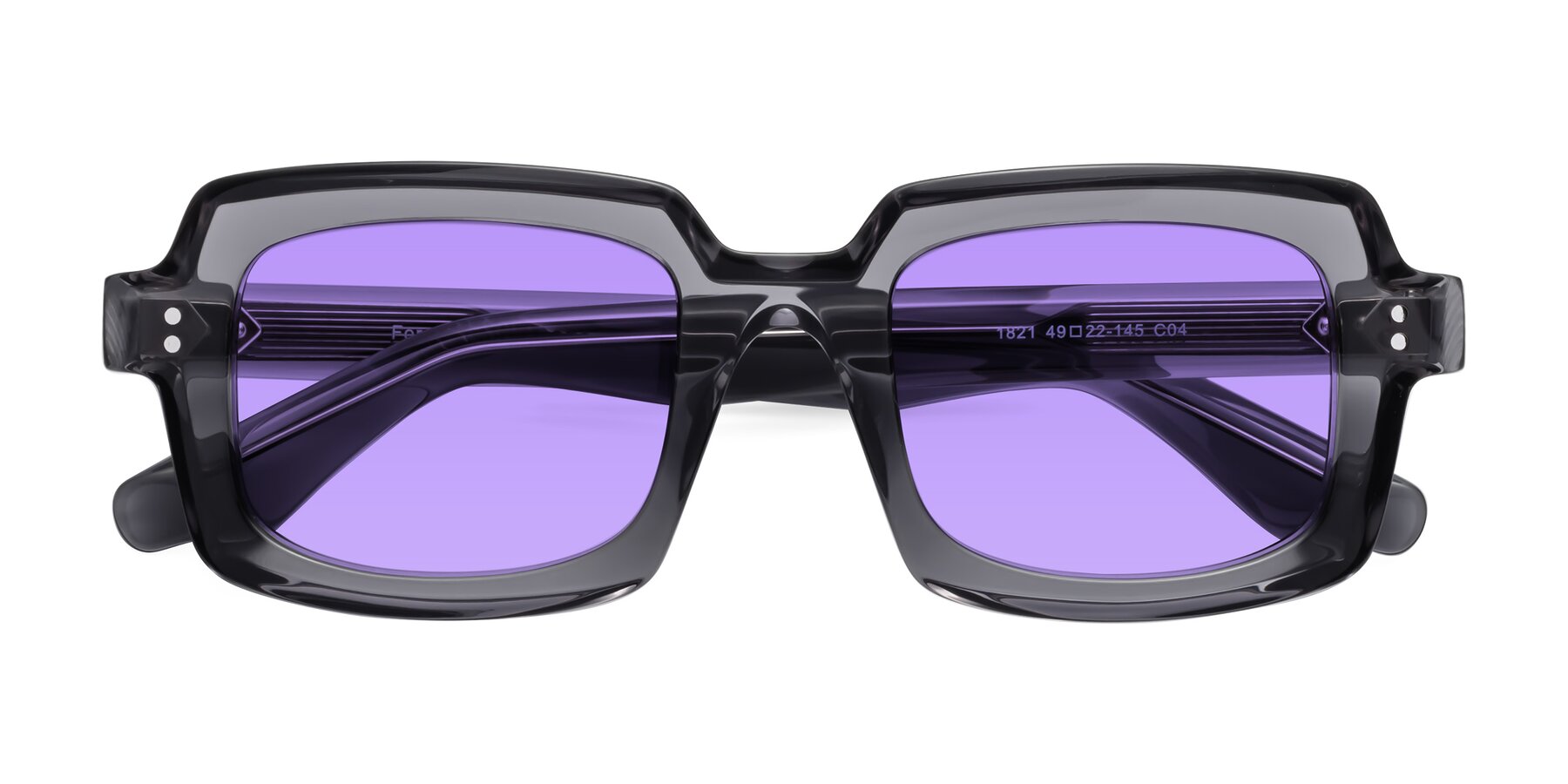 Folded Front of Force in Translucent Gray with Medium Purple Tinted Lenses