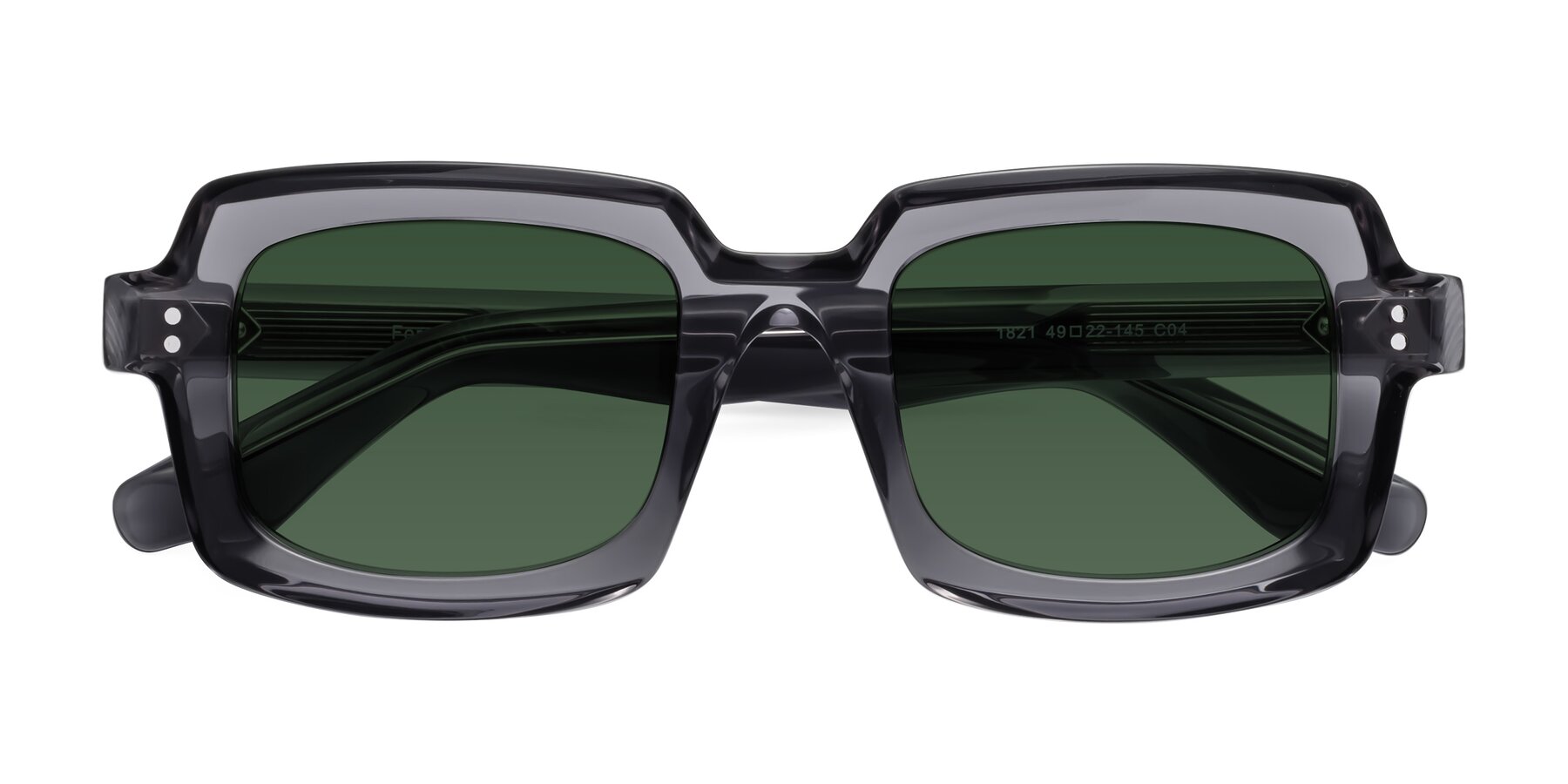 Folded Front of Force in Translucent Gray with Green Tinted Lenses