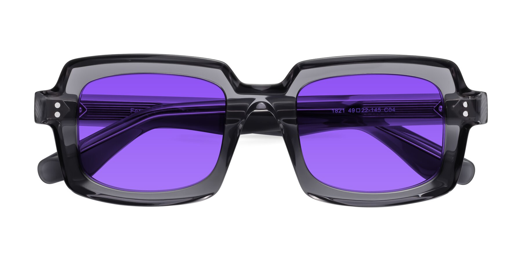 Folded Front of Force in Translucent Gray with Purple Tinted Lenses