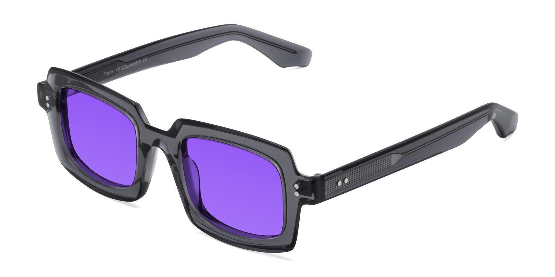 Angle of Force in Translucent Gray with Purple Tinted Lenses