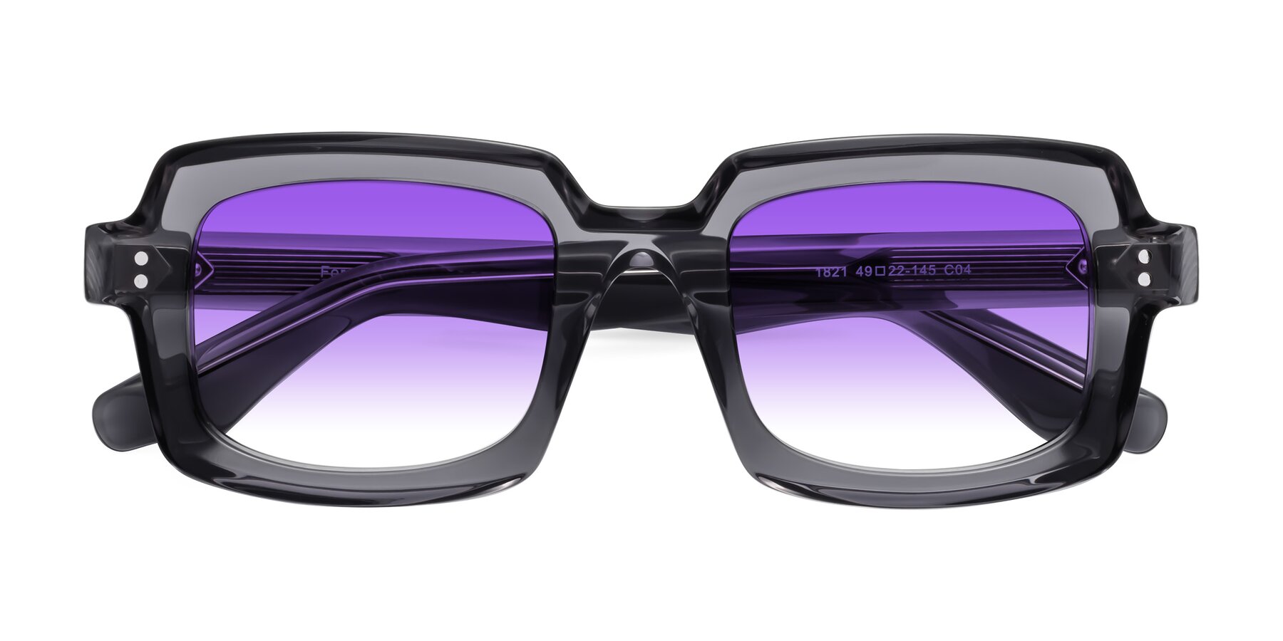 Folded Front of Force in Translucent Gray with Purple Gradient Lenses