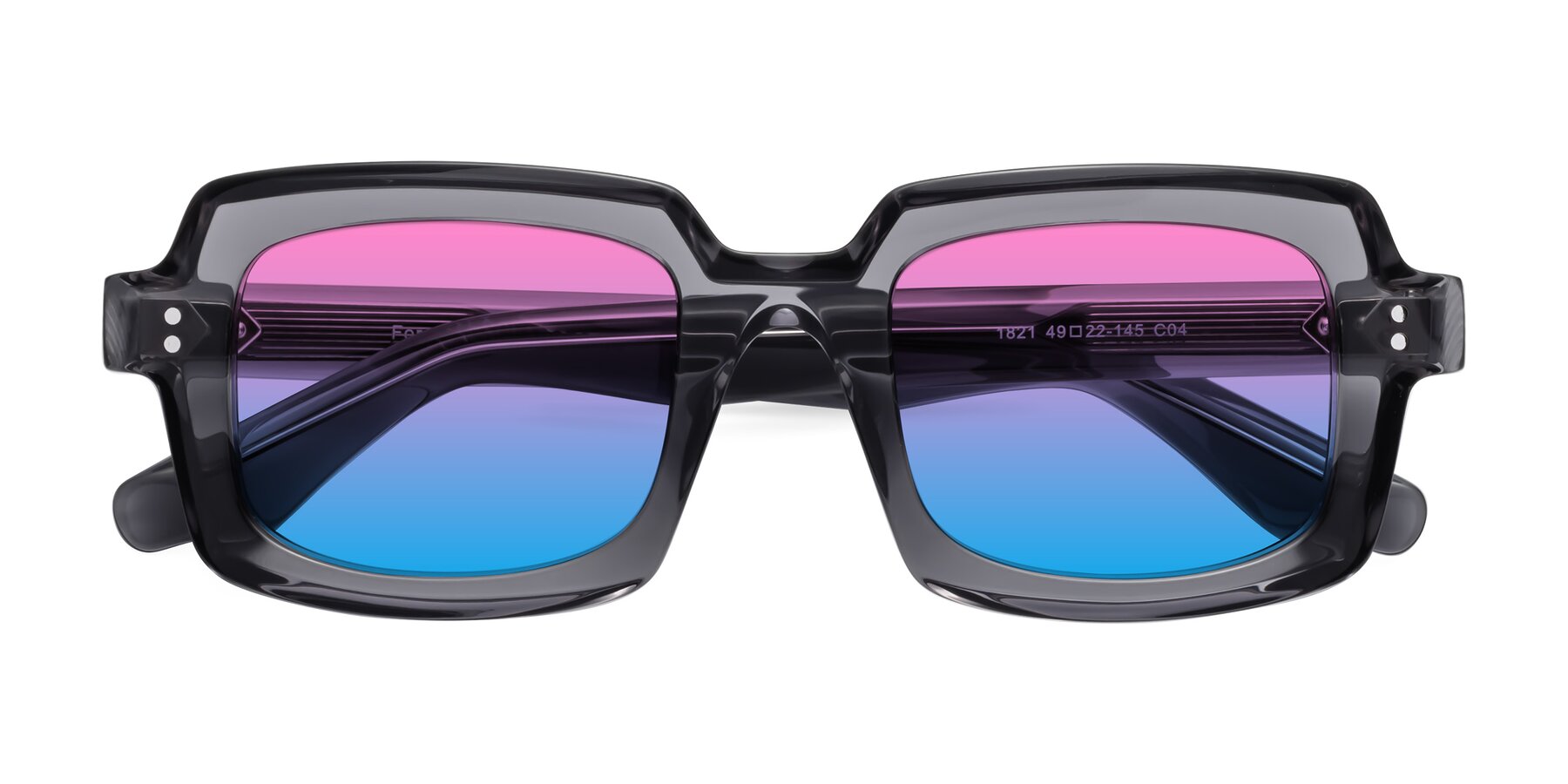Folded Front of Force in Translucent Gray with Pink / Blue Gradient Lenses