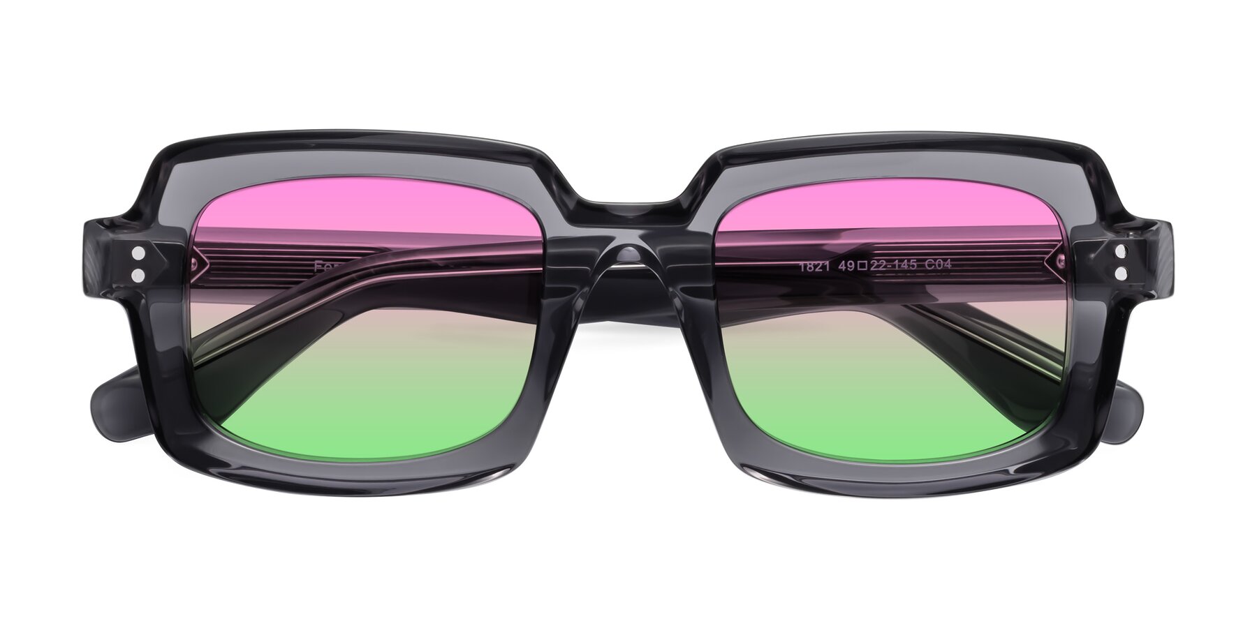 Folded Front of Force in Translucent Gray with Pink / Green Gradient Lenses