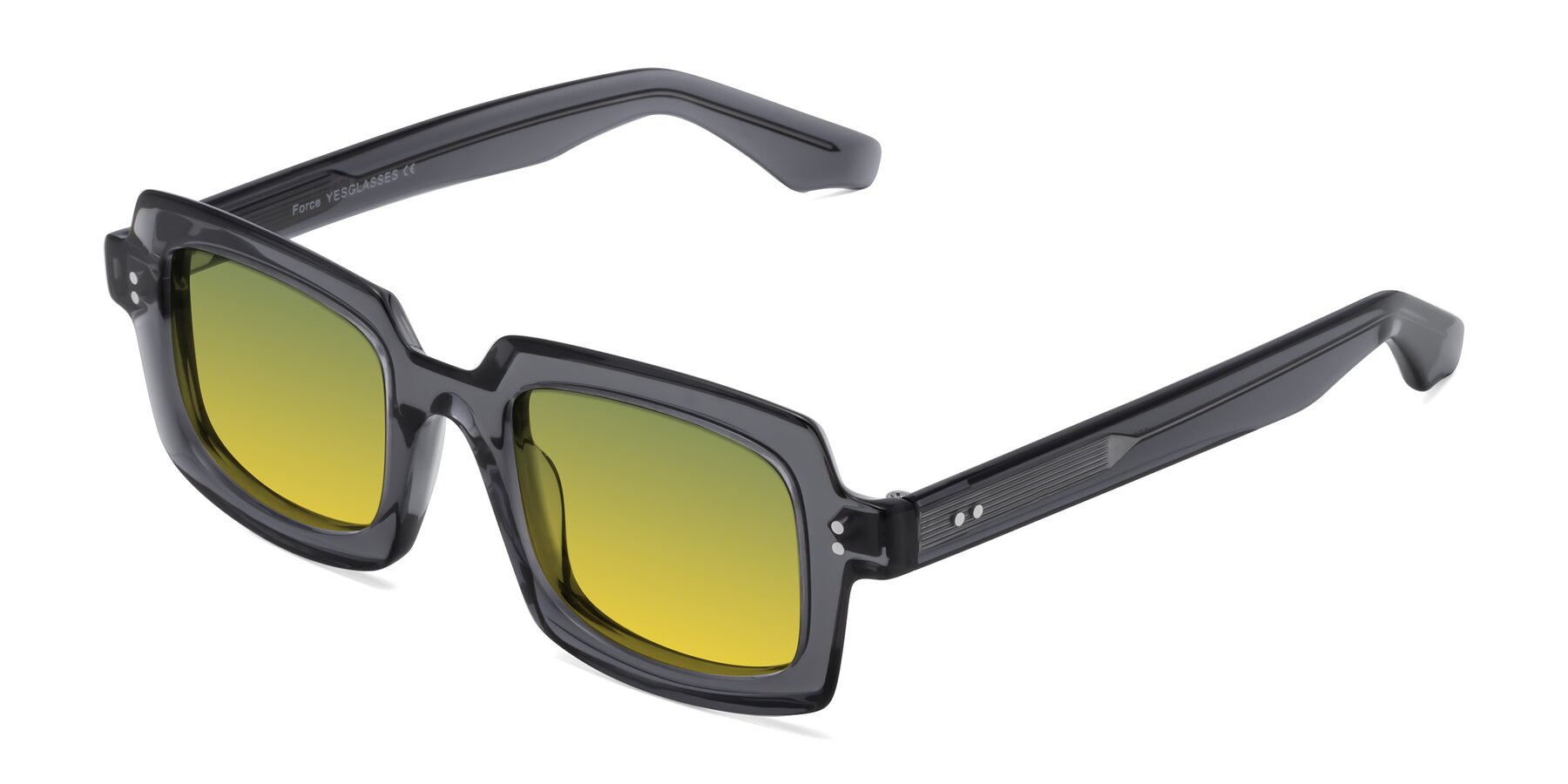 Angle of Force in Translucent Gray with Green / Yellow Gradient Lenses