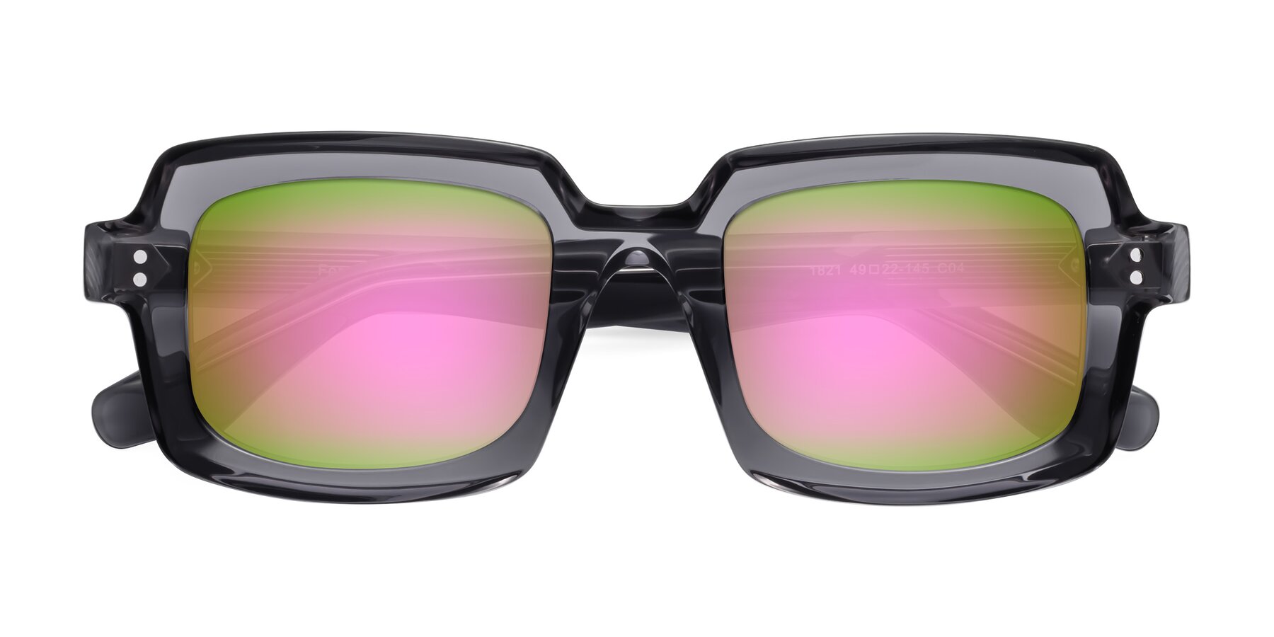 Folded Front of Force in Translucent Gray with Pink Mirrored Lenses