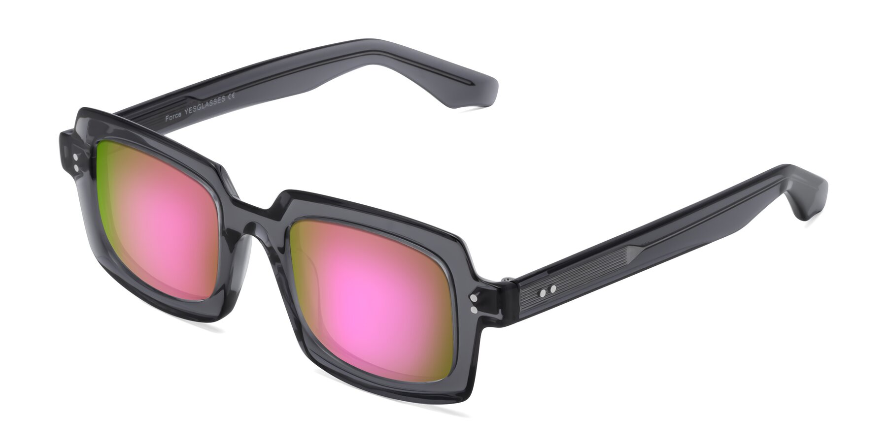 Angle of Force in Translucent Gray with Pink Mirrored Lenses