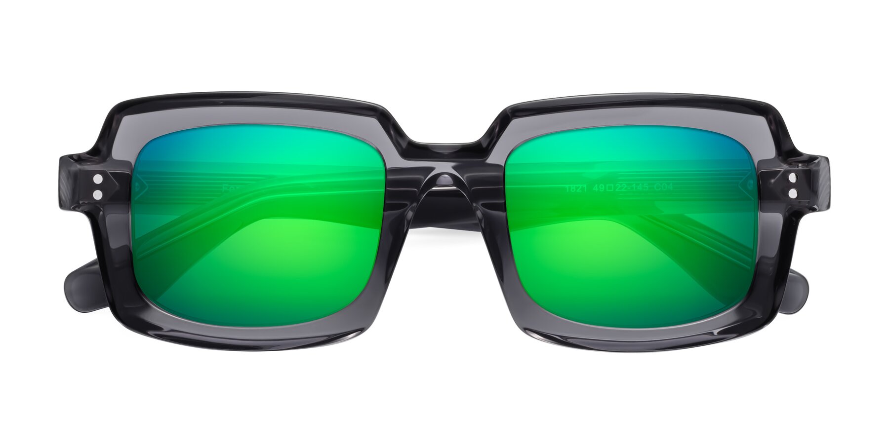 Folded Front of Force in Translucent Gray with Green Mirrored Lenses