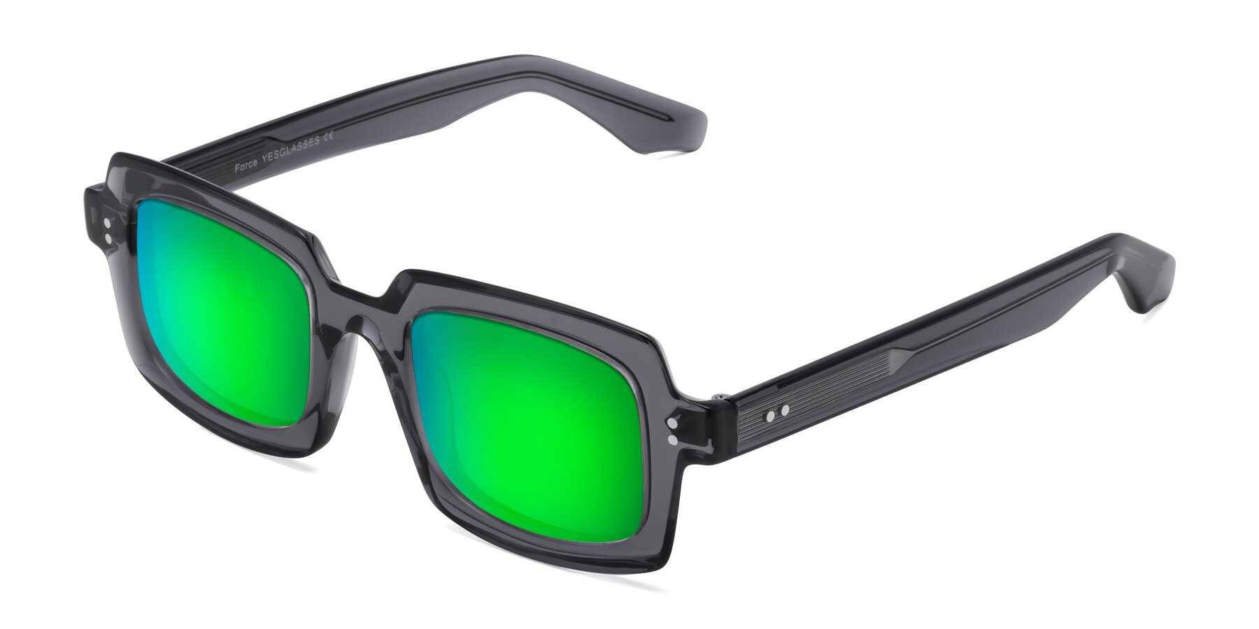 Angle of Force in Translucent Gray with Green Mirrored Lenses