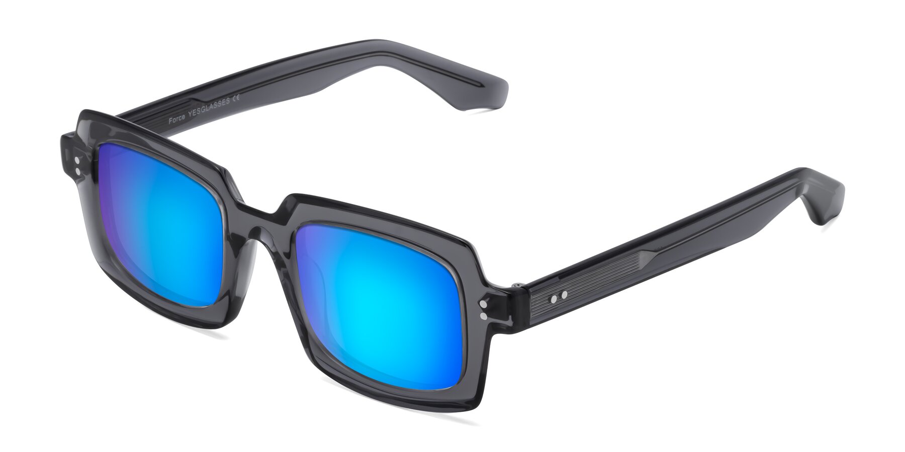 Angle of Force in Translucent Gray with Blue Mirrored Lenses