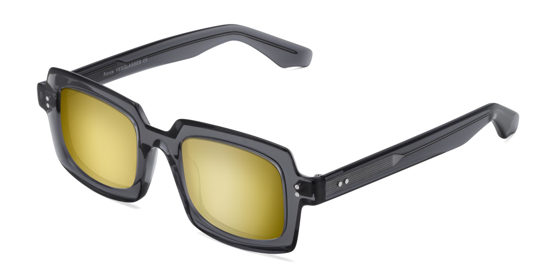 Angle of Force in Translucent Gray with Gold Mirrored Lenses