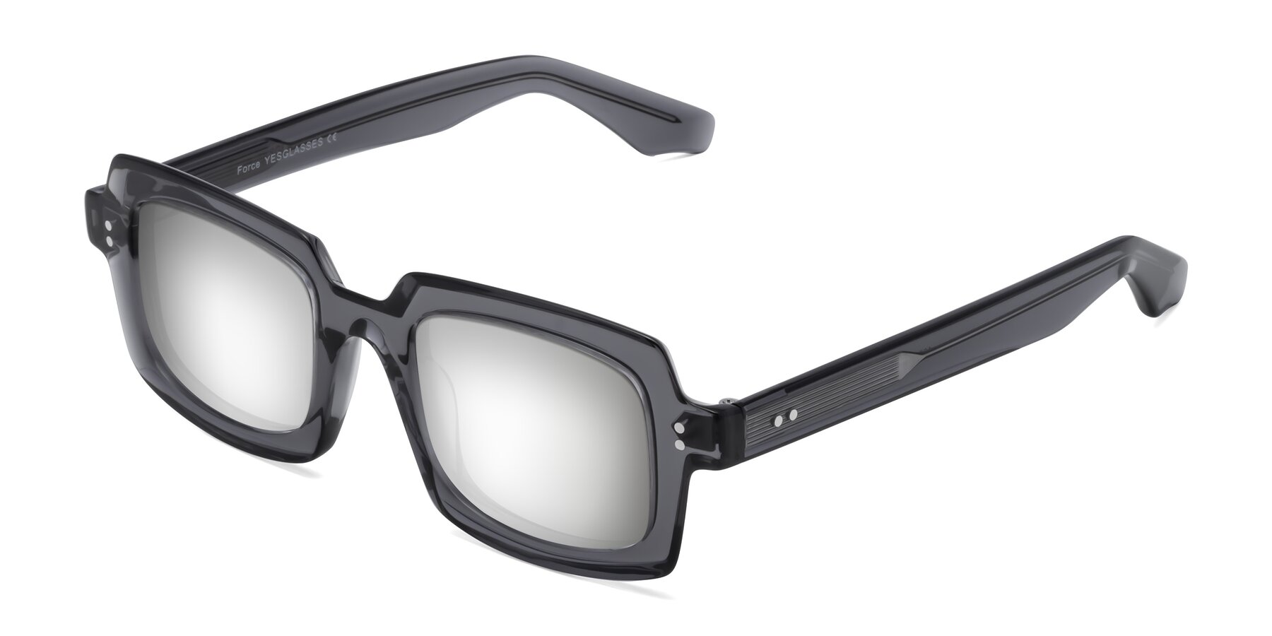 Angle of Force in Translucent Gray with Silver Mirrored Lenses