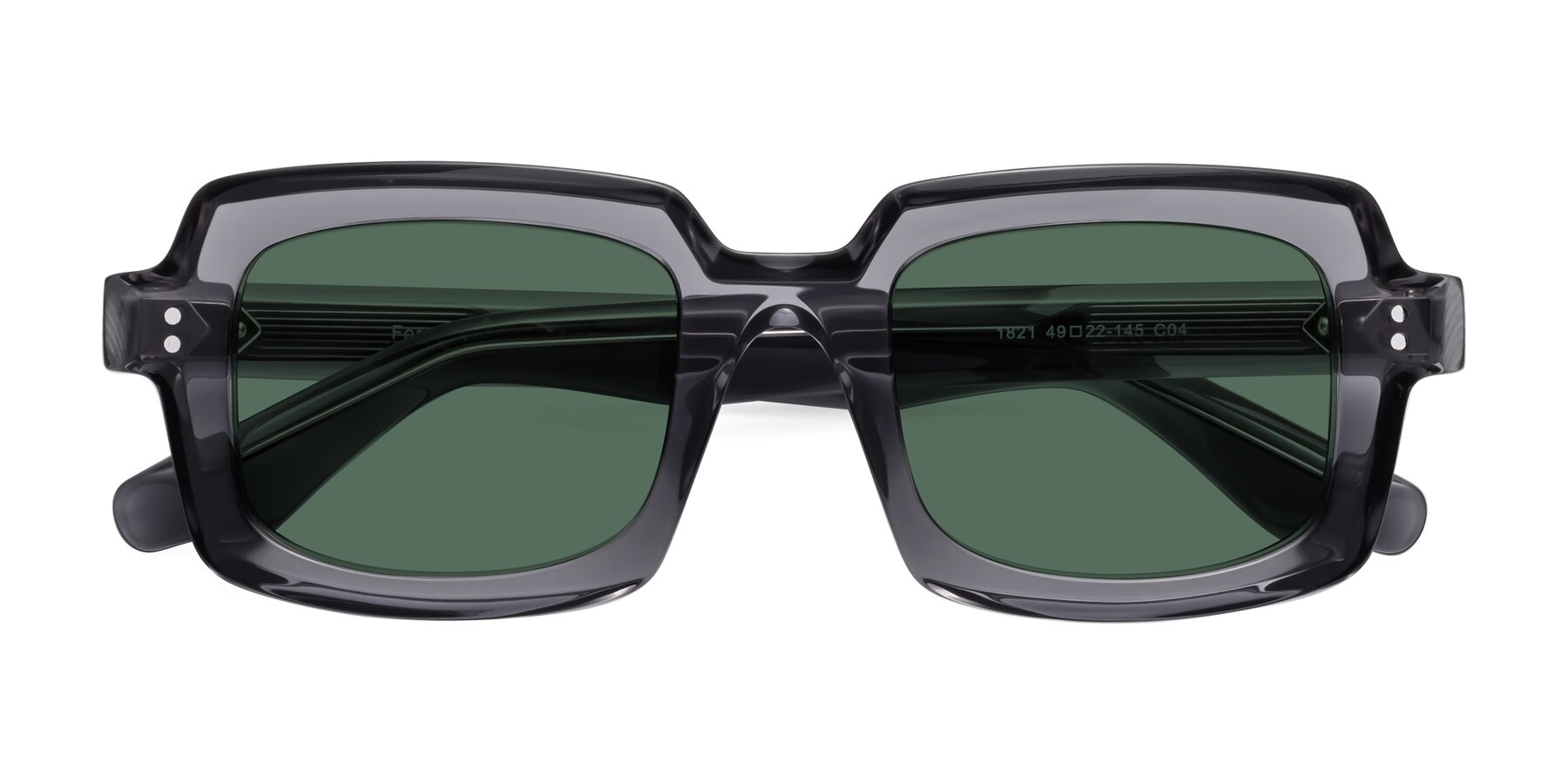 Folded Front of Force in Translucent Gray with Green Polarized Lenses