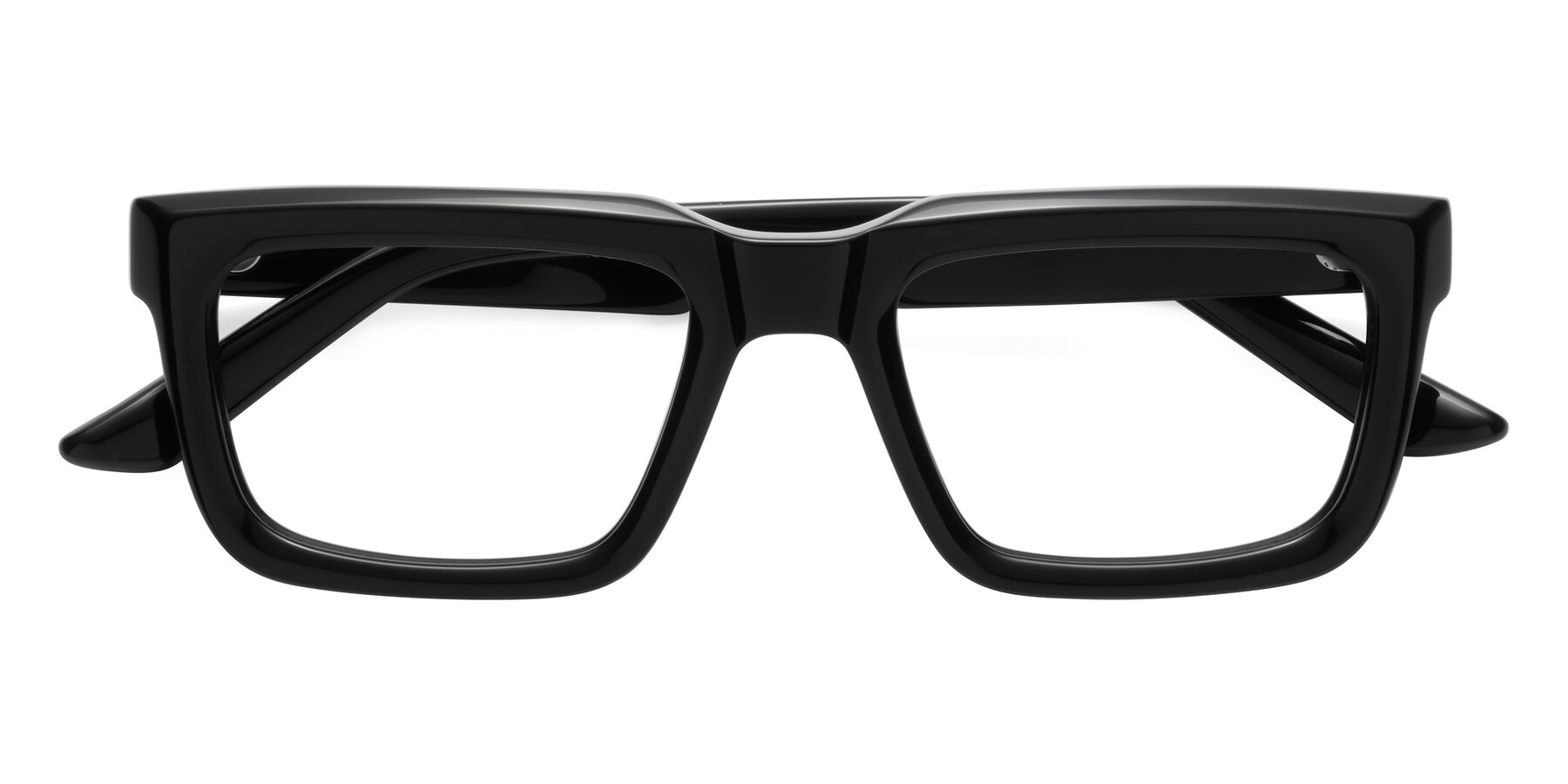 Folded Front of Roth in Black with Clear Blue Light Blocking Lenses