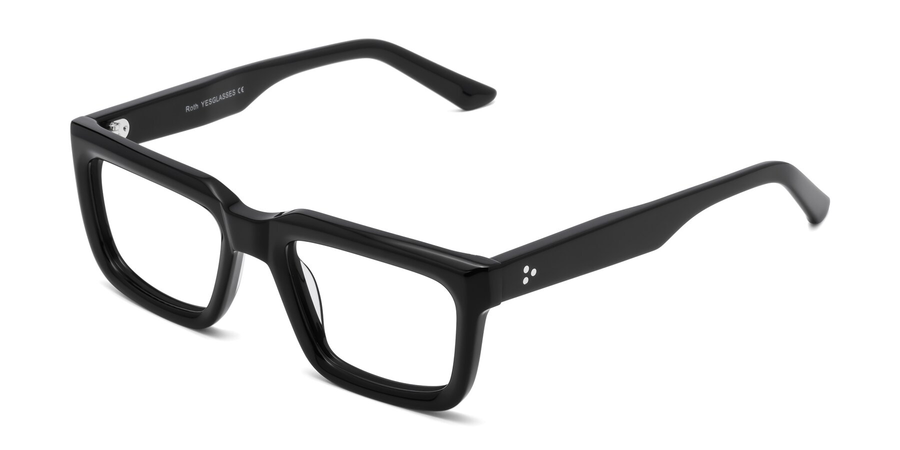 Angle of Roth in Black with Clear Blue Light Blocking Lenses