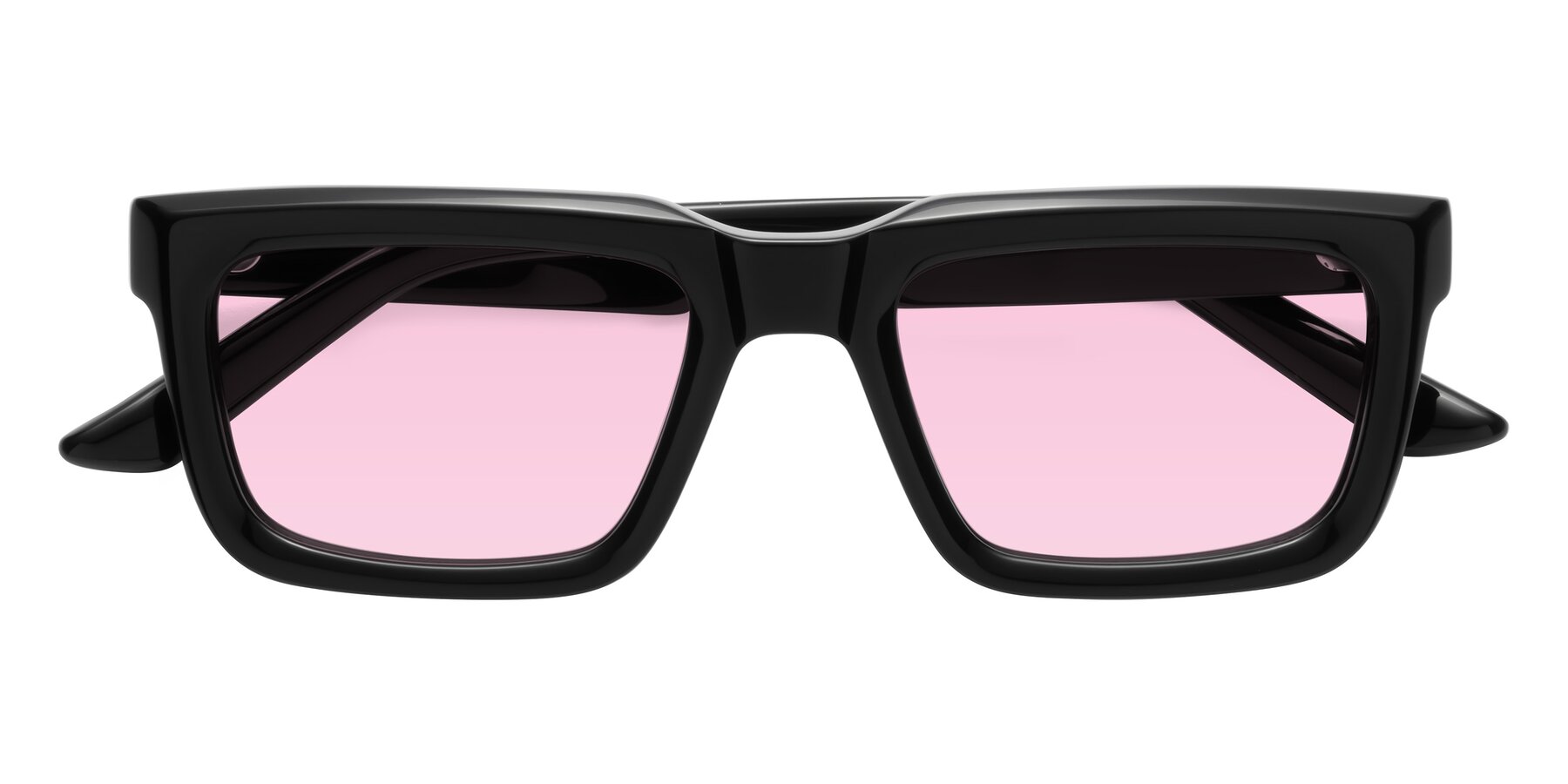 Folded Front of Roth in Black with Light Pink Tinted Lenses