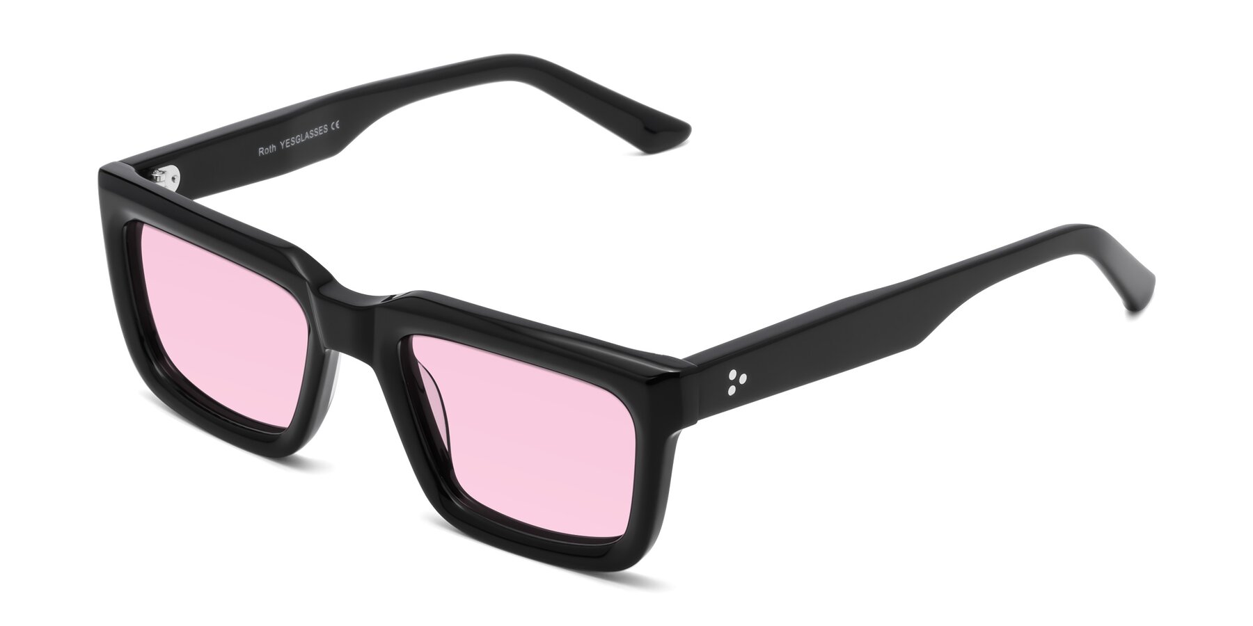 Angle of Roth in Black with Light Pink Tinted Lenses
