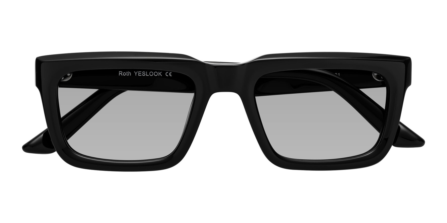 Folded Front of Roth in Black with Light Gray Tinted Lenses