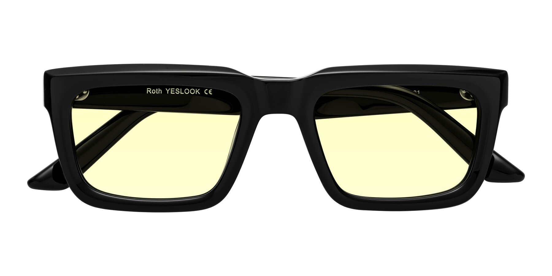 Folded Front of Roth in Black with Light Yellow Tinted Lenses