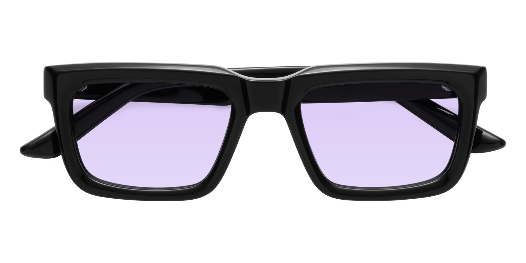 Folded Front of Roth in Black with Light Purple Tinted Lenses