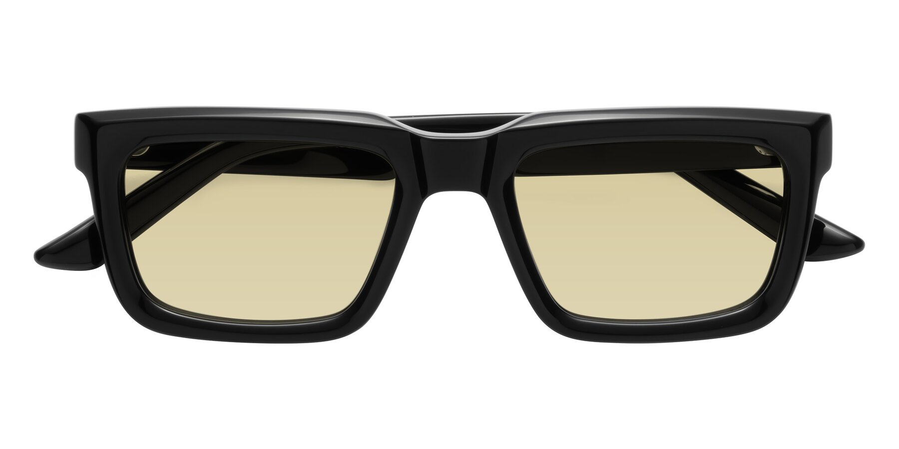 Folded Front of Roth in Black with Light Champagne Tinted Lenses