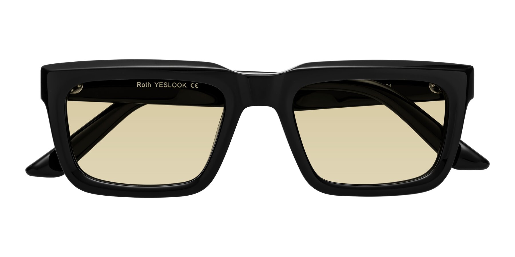 Folded Front of Roth in Black with Light Champagne Tinted Lenses