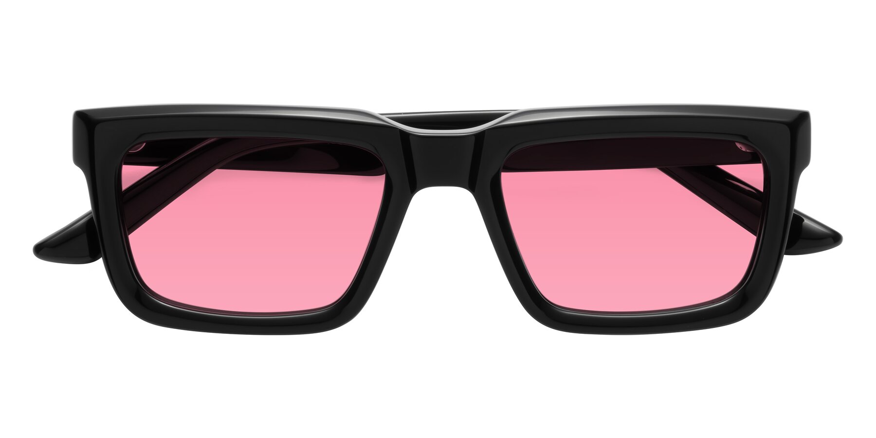 Folded Front of Roth in Black with Pink Tinted Lenses