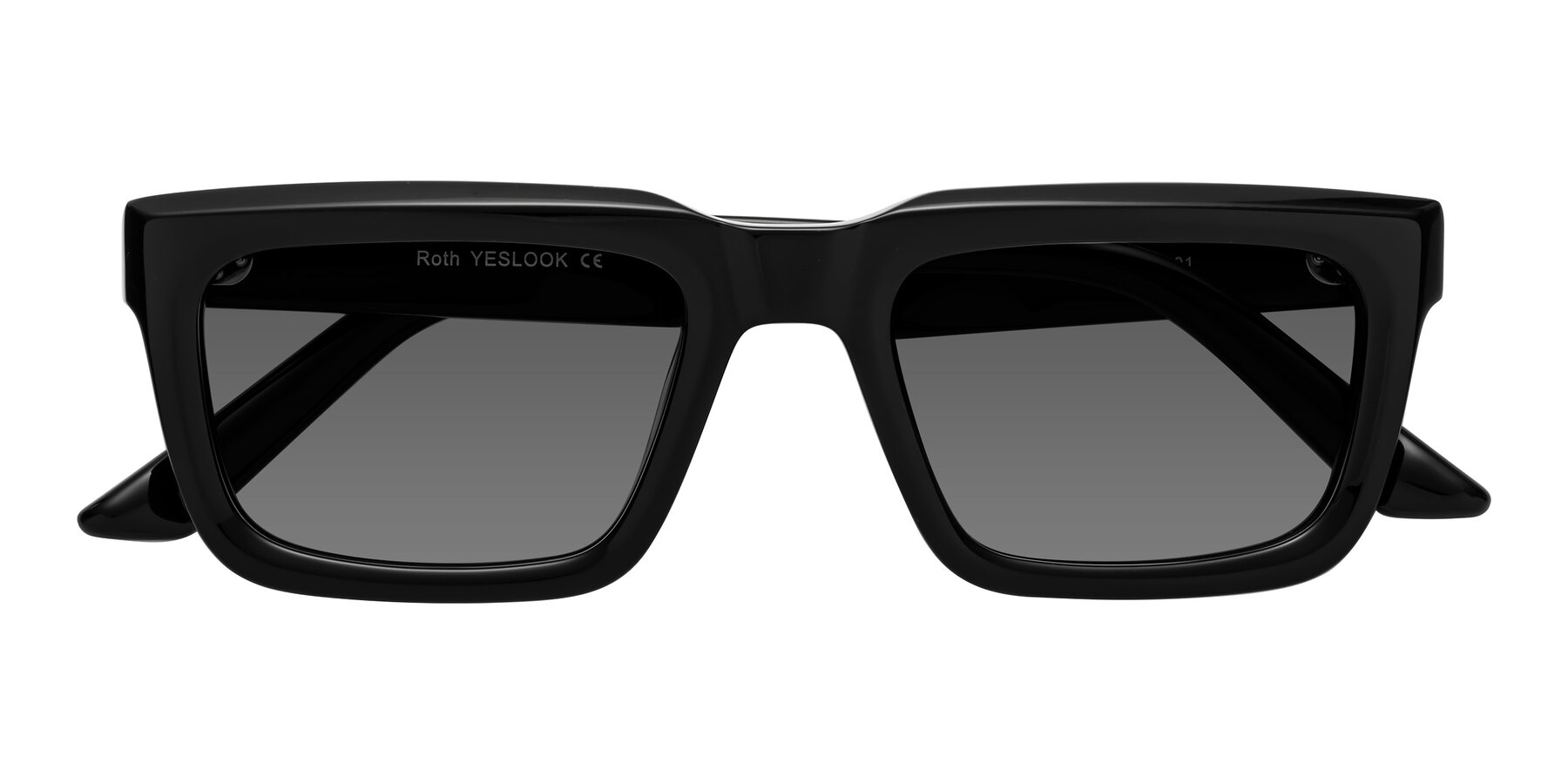 Folded Front of Roth in Black with Medium Gray Tinted Lenses