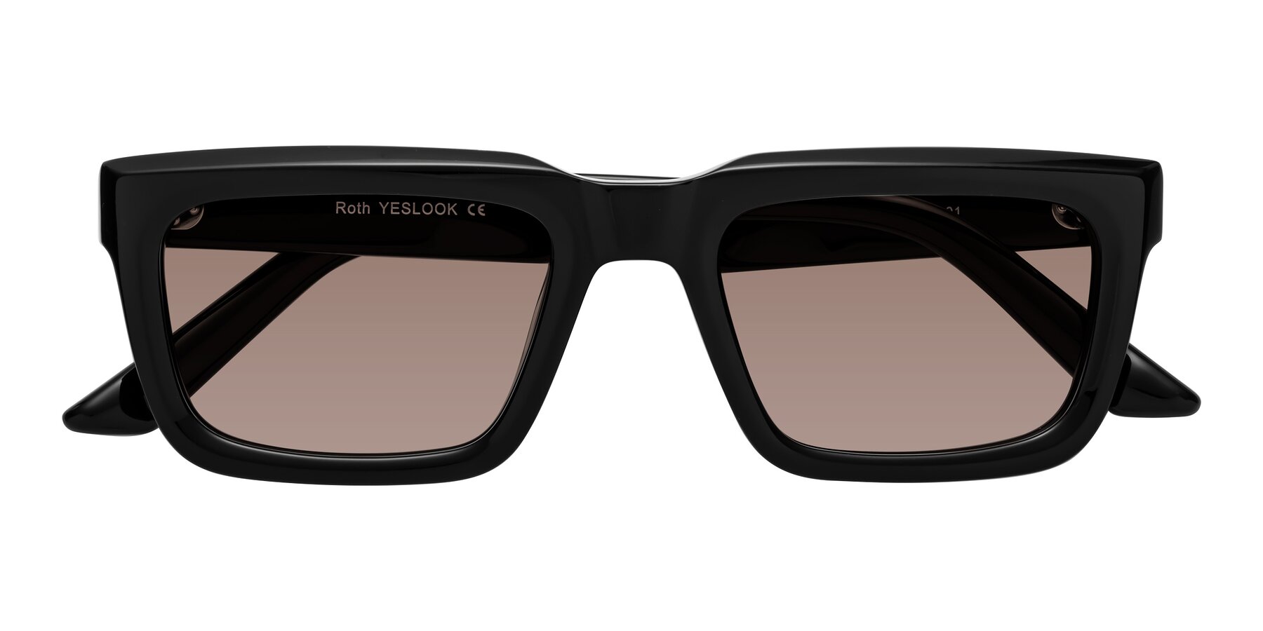 Folded Front of Roth in Black with Medium Brown Tinted Lenses