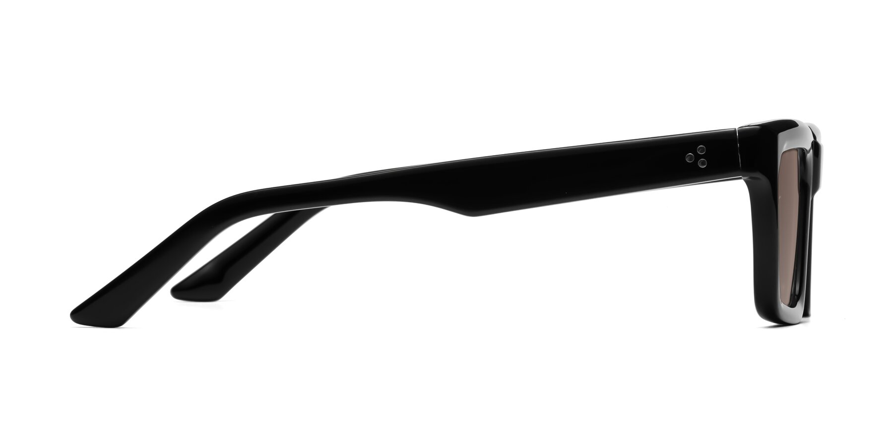 Side of Roth in Black with Medium Brown Tinted Lenses