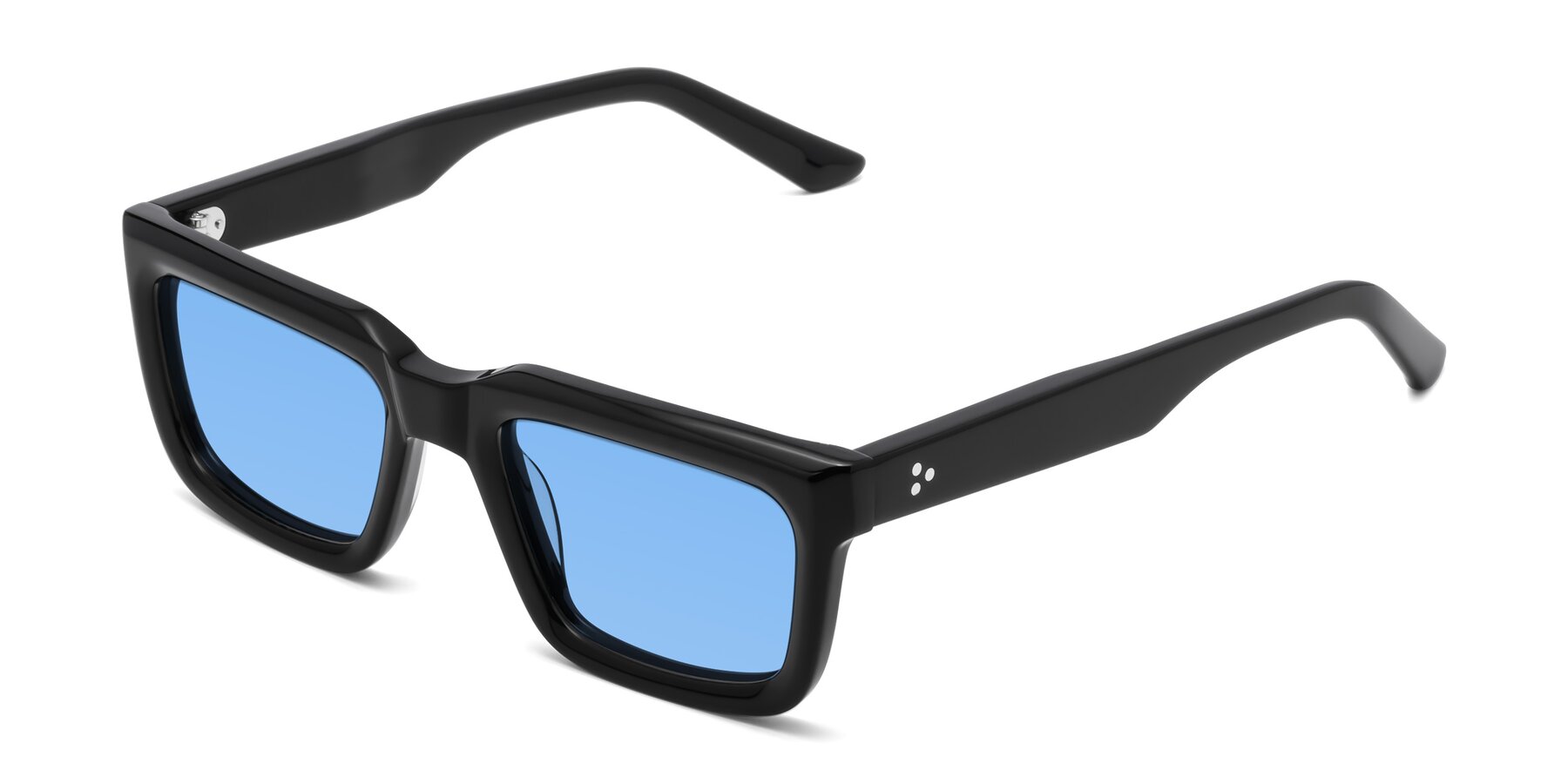 Angle of Roth in Black with Medium Blue Tinted Lenses