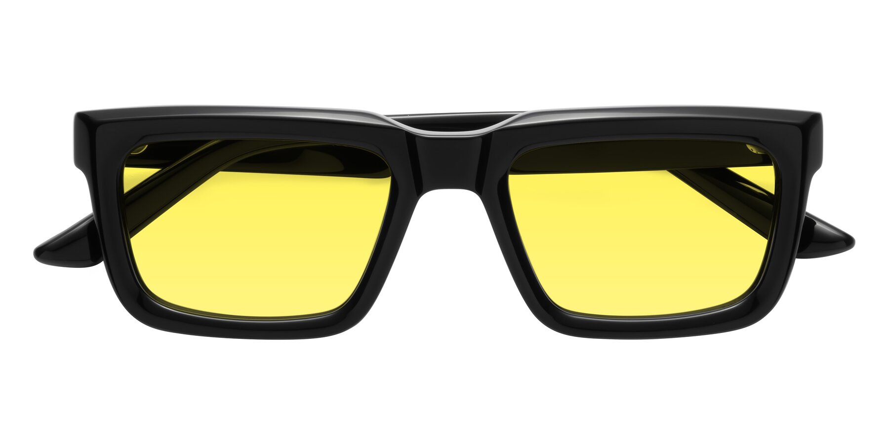 Folded Front of Roth in Black with Medium Yellow Tinted Lenses