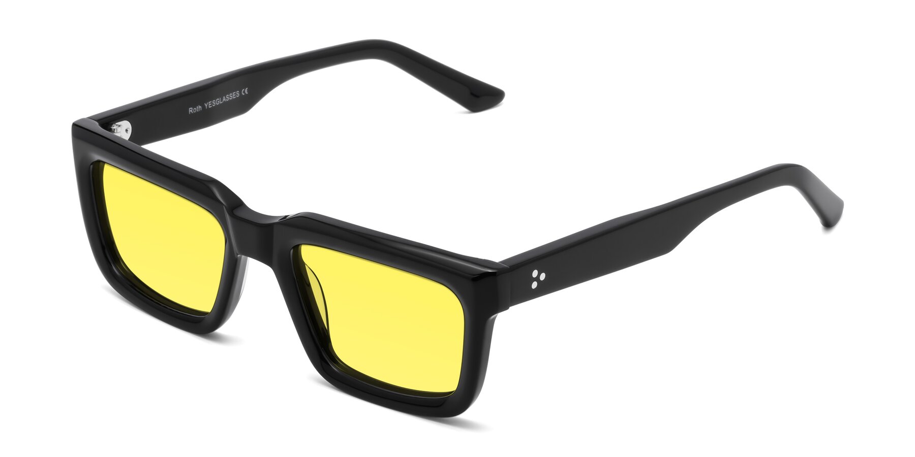 Angle of Roth in Black with Medium Yellow Tinted Lenses