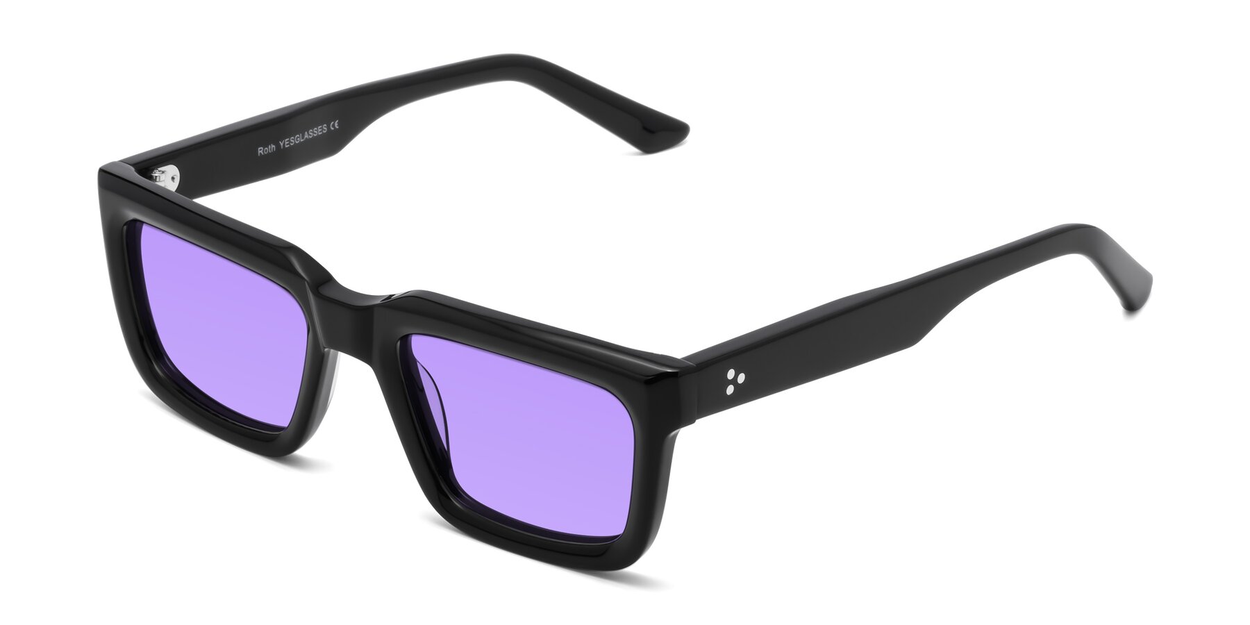 Angle of Roth in Black with Medium Purple Tinted Lenses