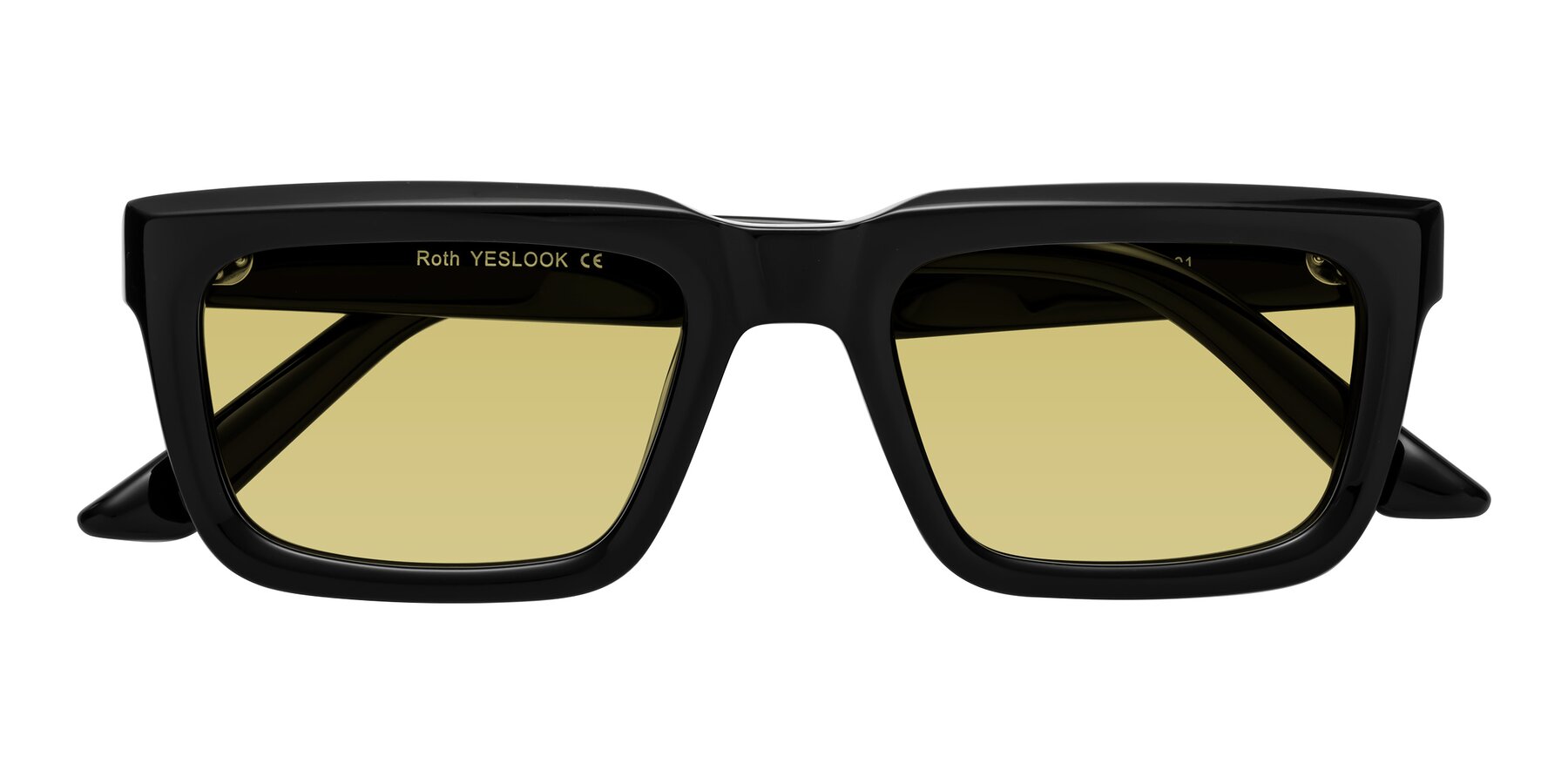 Folded Front of Roth in Black with Medium Champagne Tinted Lenses