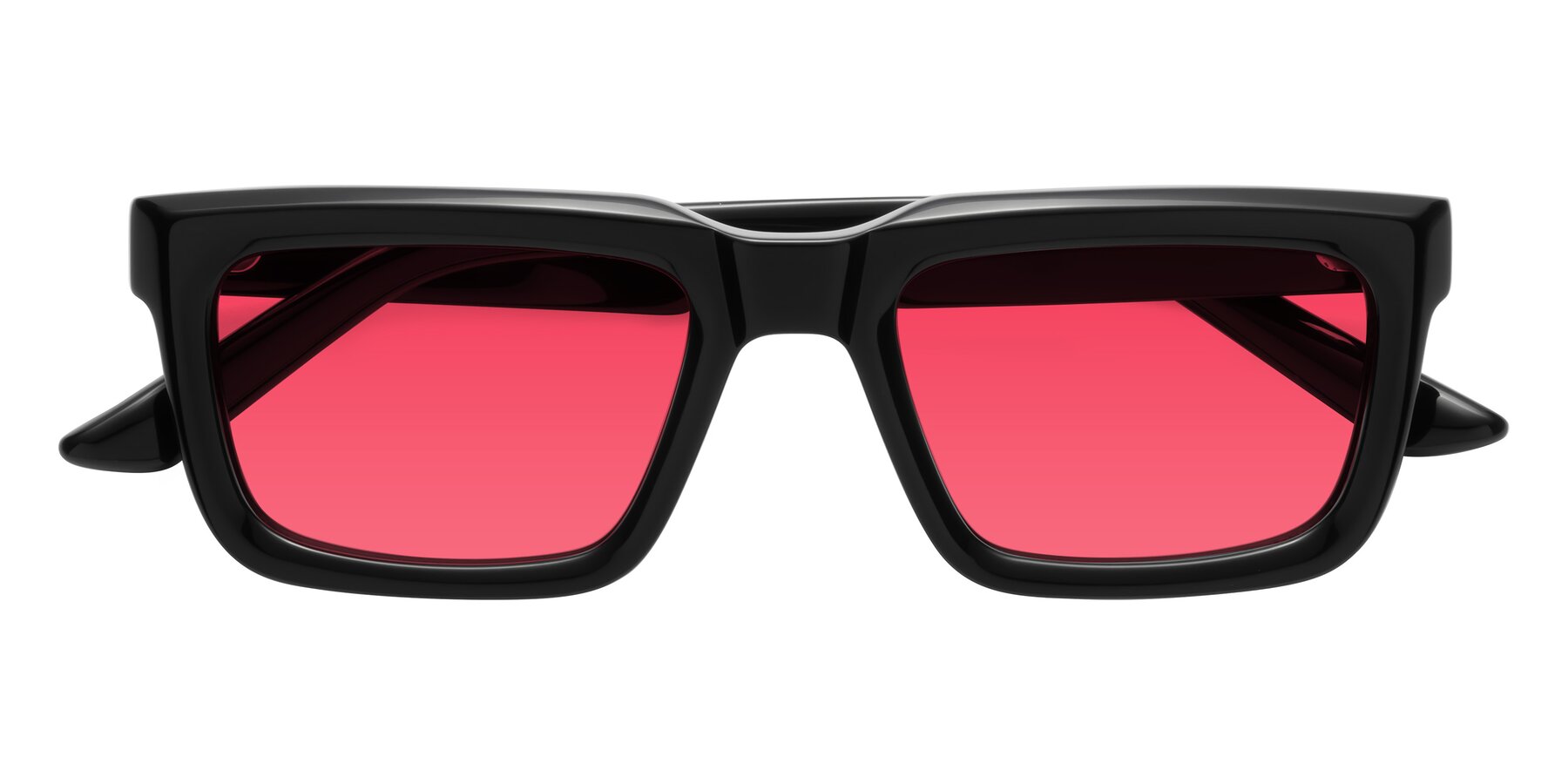 Folded Front of Roth in Black with Red Tinted Lenses