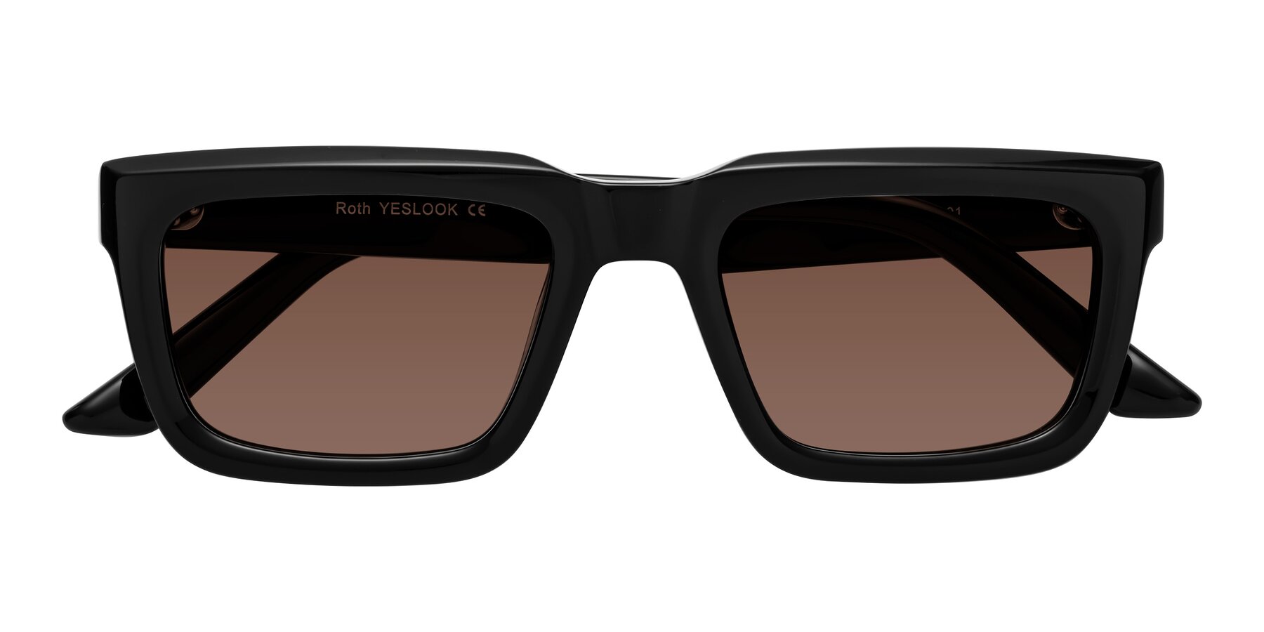 Folded Front of Roth in Black with Brown Tinted Lenses