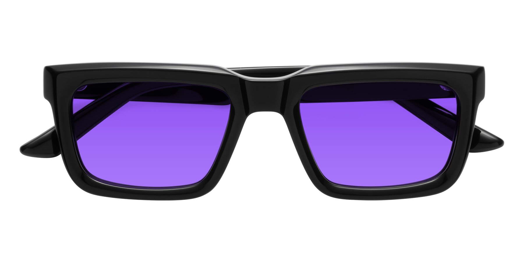 Folded Front of Roth in Black with Purple Tinted Lenses
