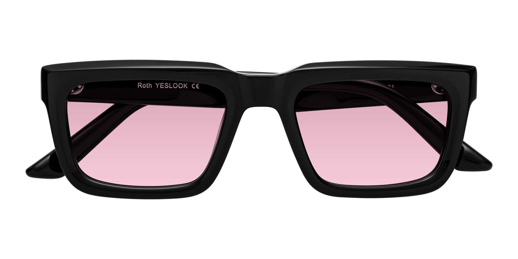 Folded Front of Roth in Black with Light Wine Tinted Lenses