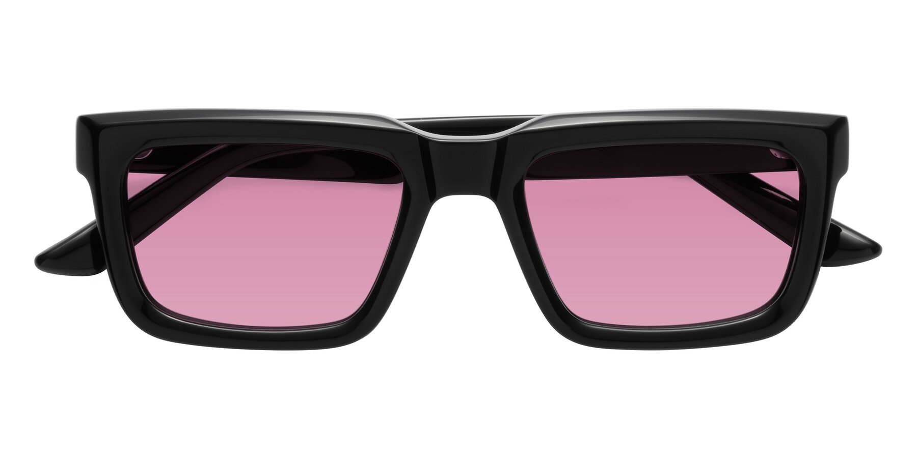 Folded Front of Roth in Black with Medium Wine Tinted Lenses