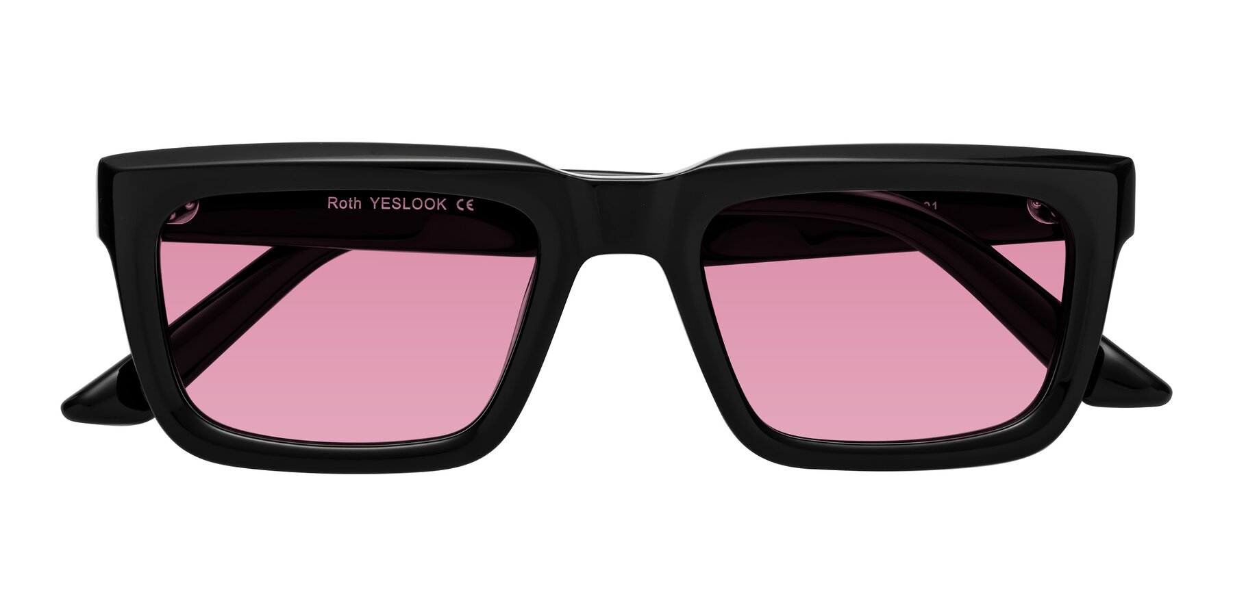 Folded Front of Roth in Black with Medium Wine Tinted Lenses