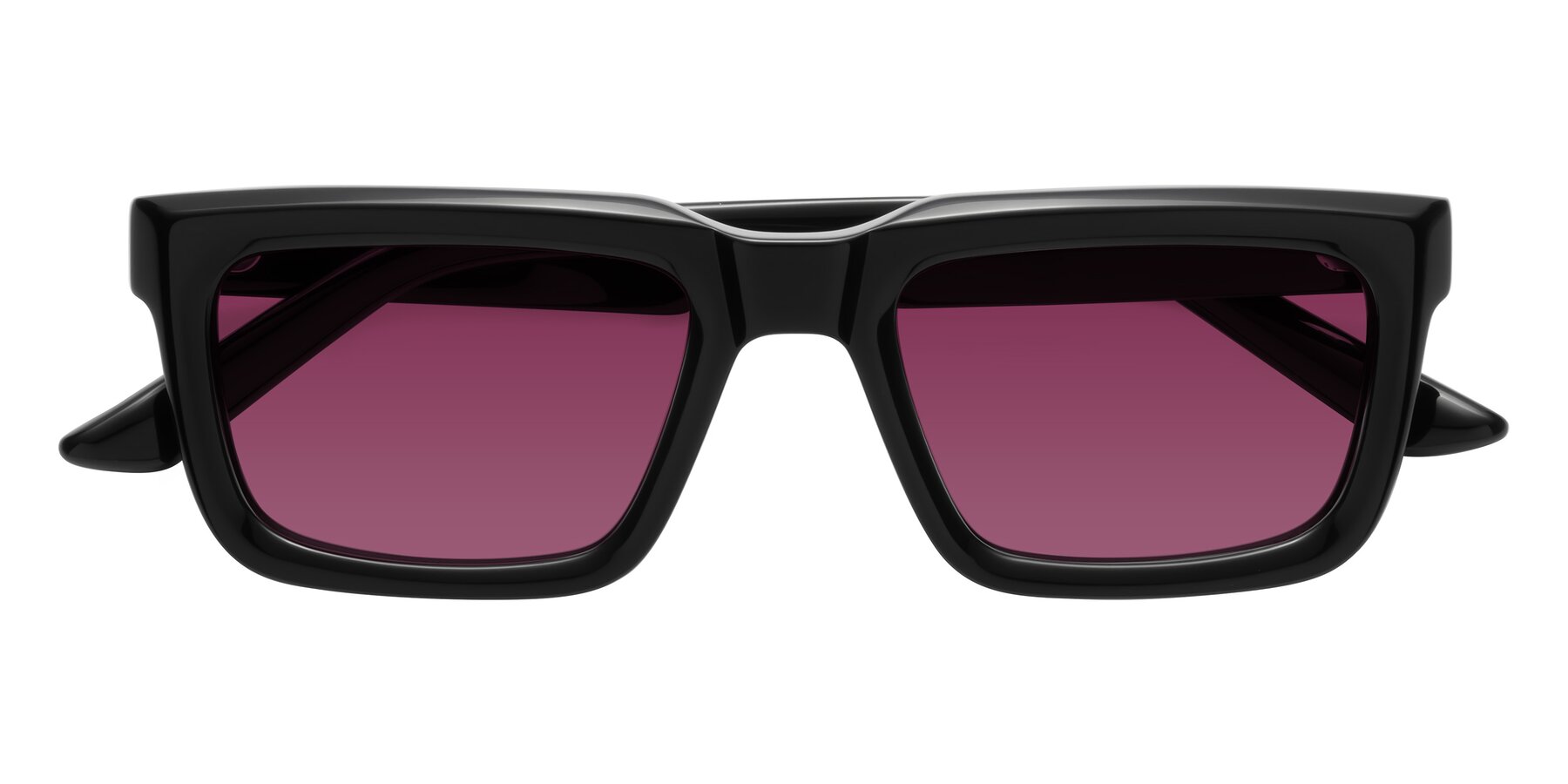 Folded Front of Roth in Black with Wine Tinted Lenses