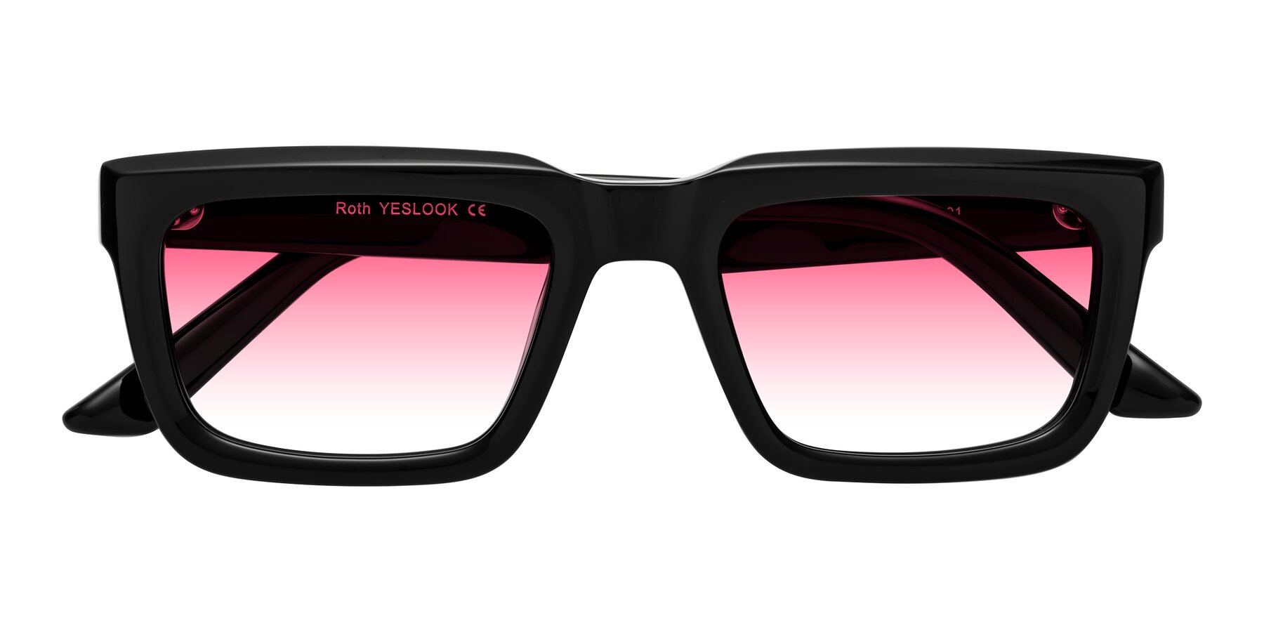 Folded Front of Roth in Black with Pink Gradient Lenses