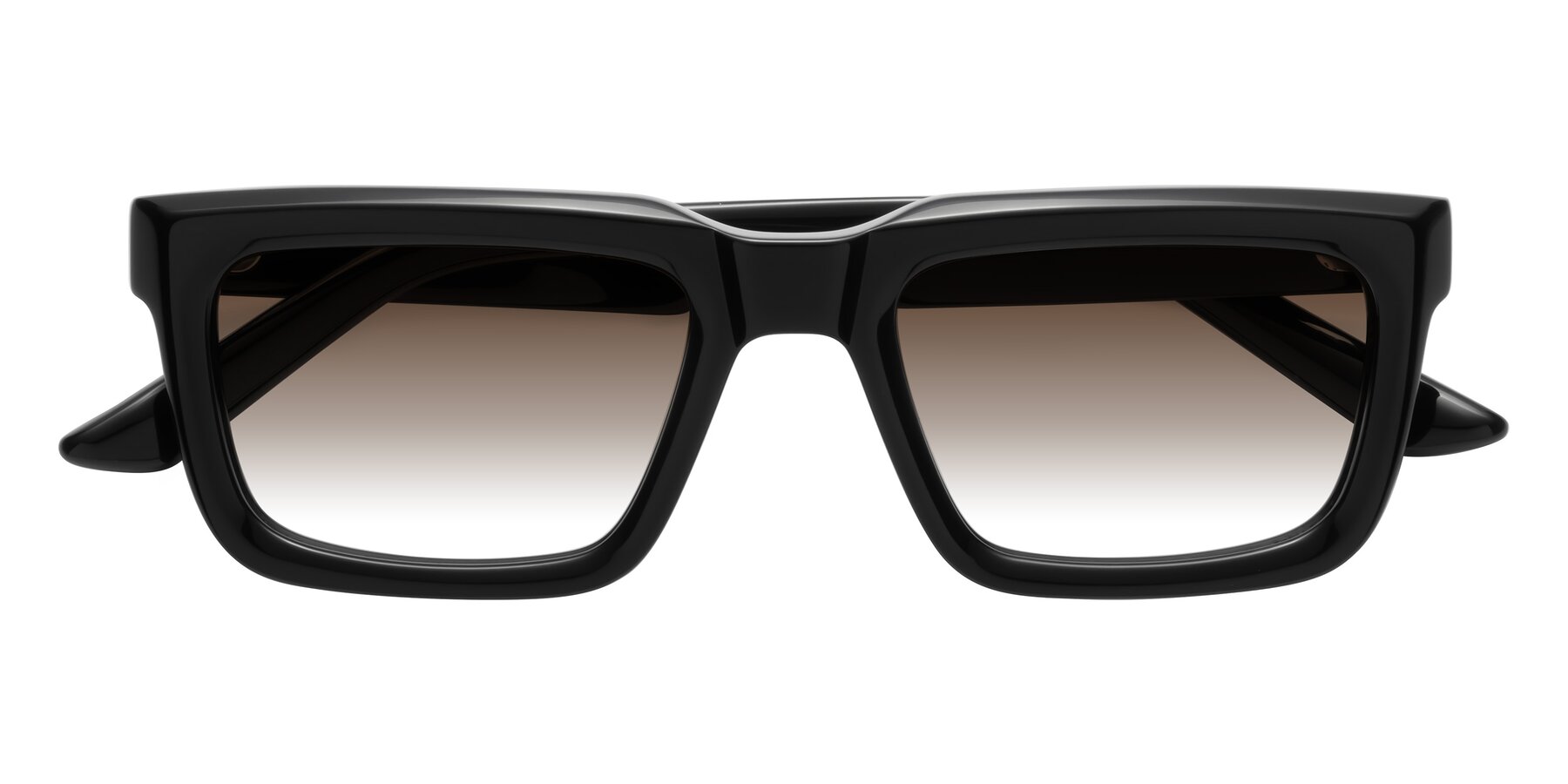 Folded Front of Roth in Black with Brown Gradient Lenses