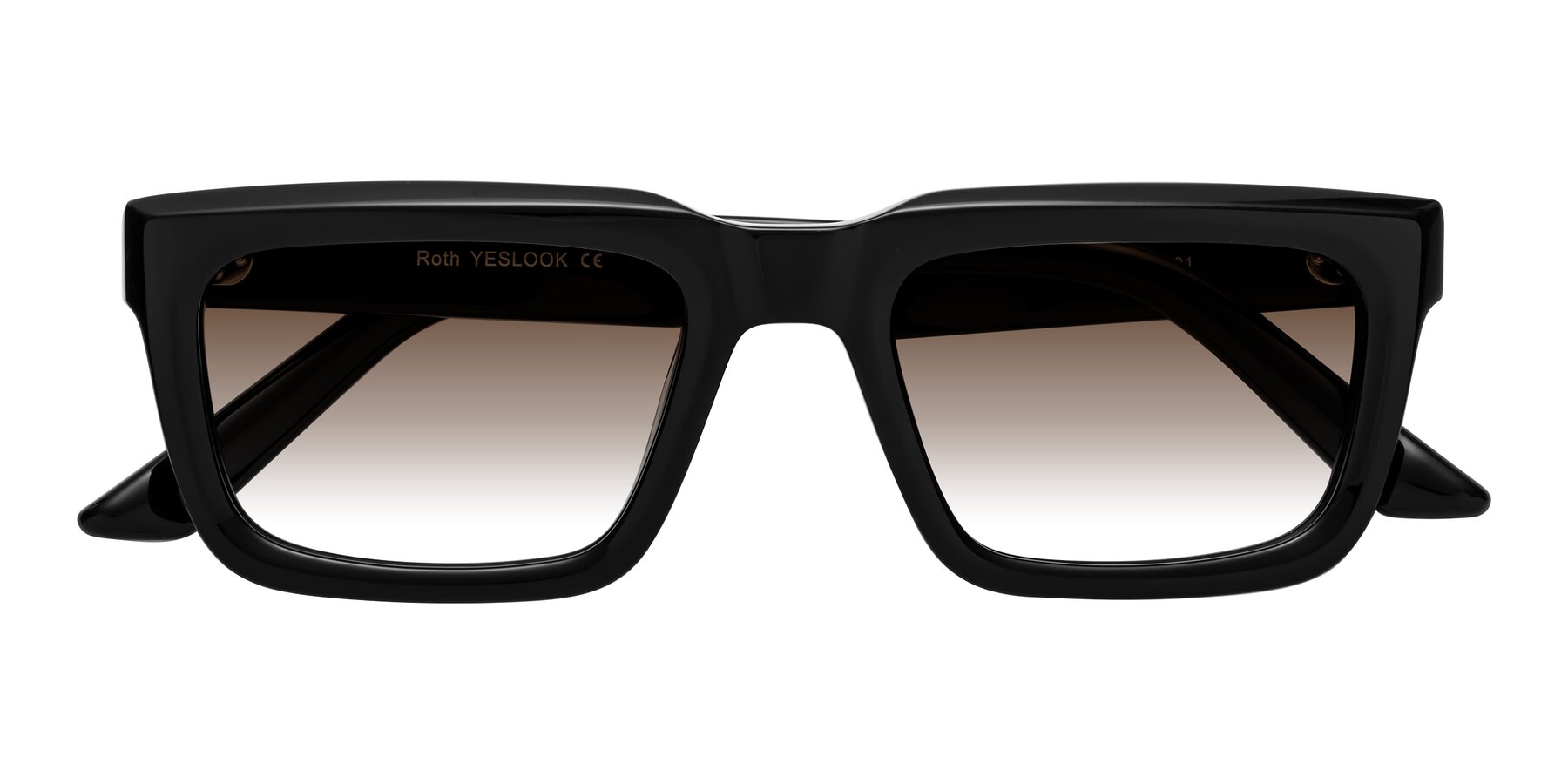 Folded Front of Roth in Black with Brown Gradient Lenses