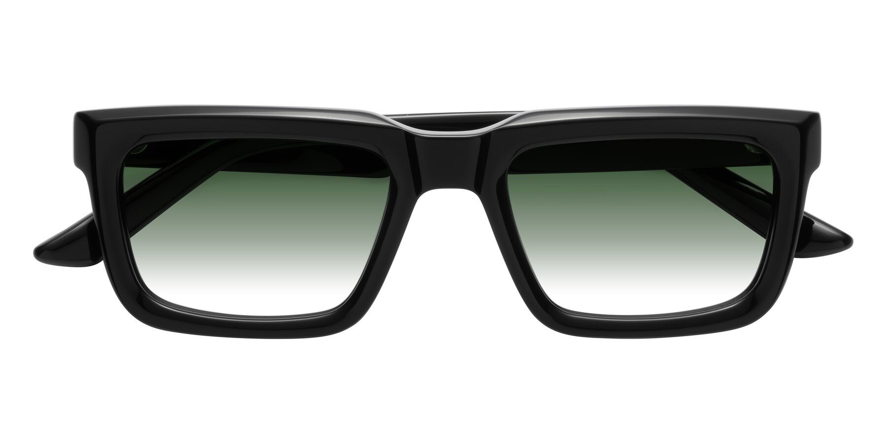 Folded Front of Roth in Black with Green Gradient Lenses
