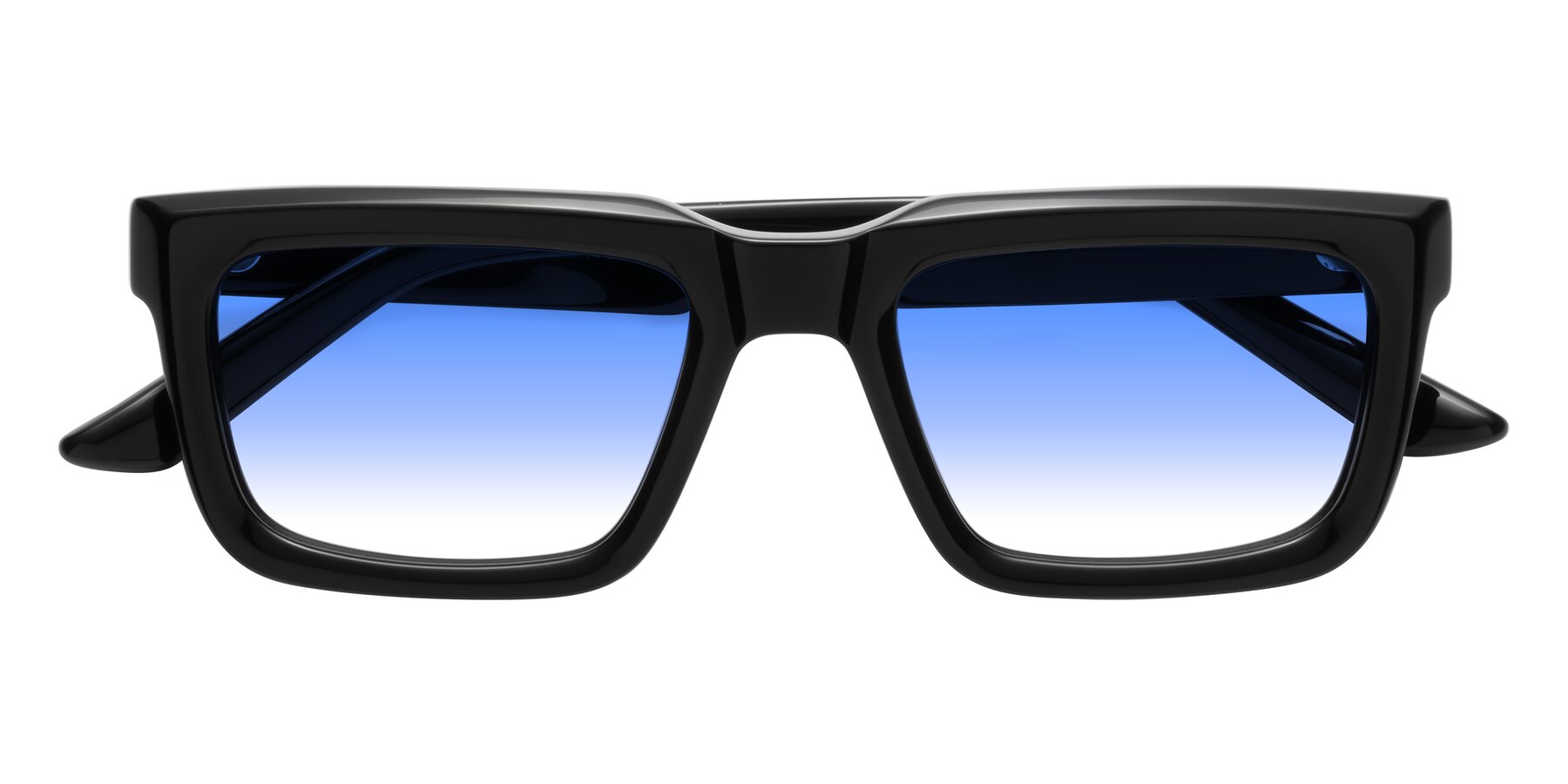 Folded Front of Roth in Black with Blue Gradient Lenses