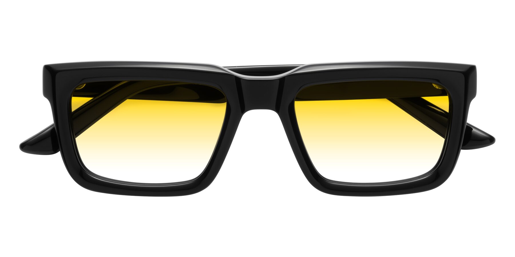 Folded Front of Roth in Black with Yellow Gradient Lenses