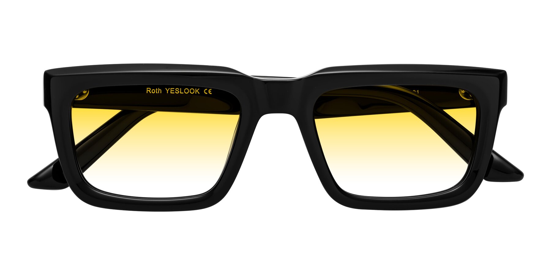 Folded Front of Roth in Black with Yellow Gradient Lenses