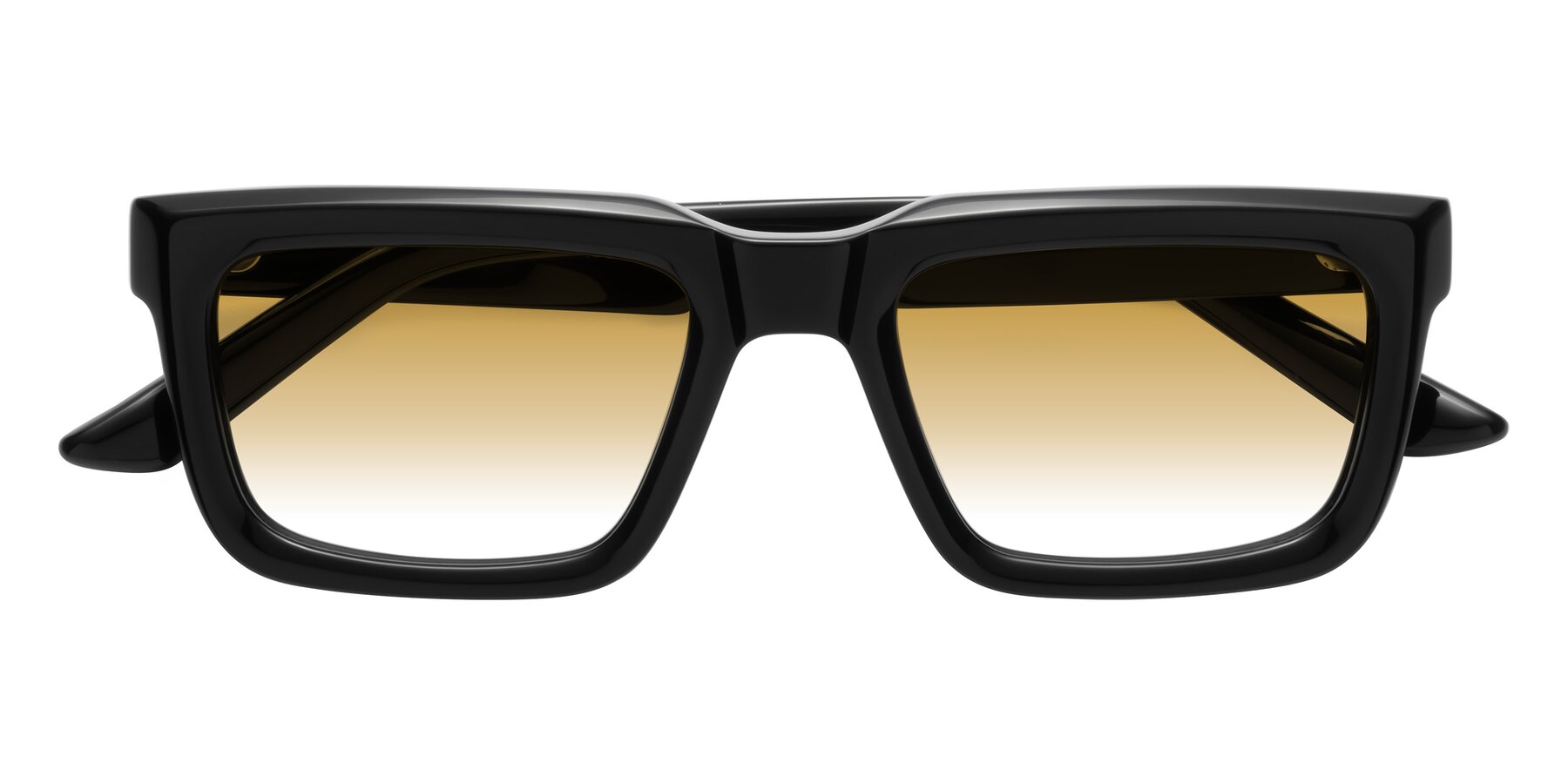 Folded Front of Roth in Black with Champagne Gradient Lenses
