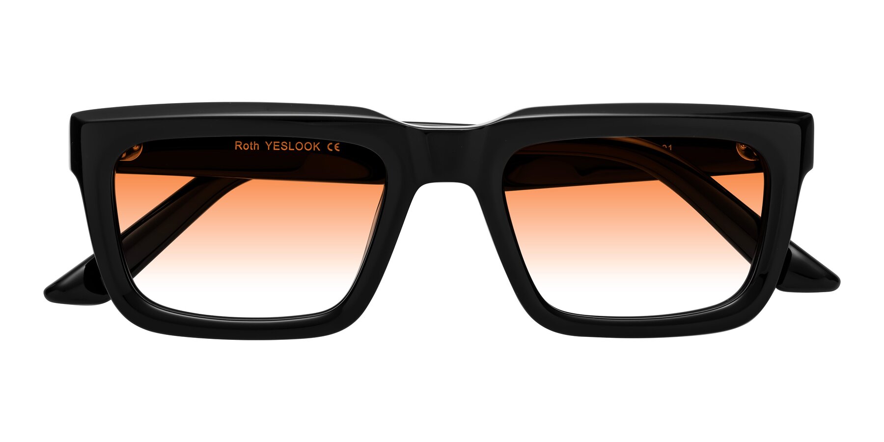 Folded Front of Roth in Black with Orange Gradient Lenses